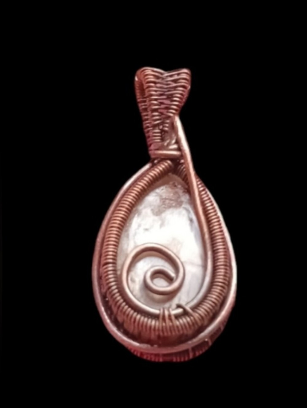 Artisan Copper Wire Wrap Chocolate Moonstone Pendant